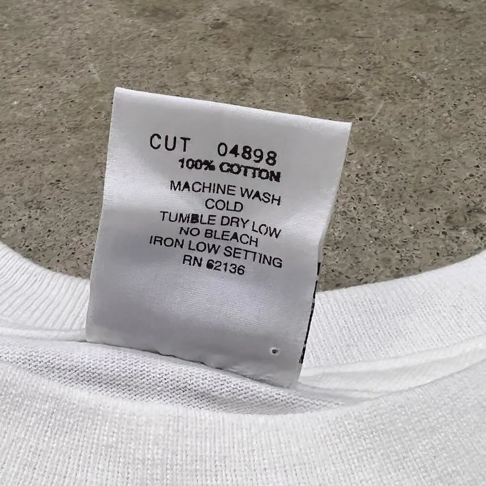 Vintage 90s Guess Jeans ? Question Mark Tee T Shirt Double Sided USA Made White - Picture 4 of 9